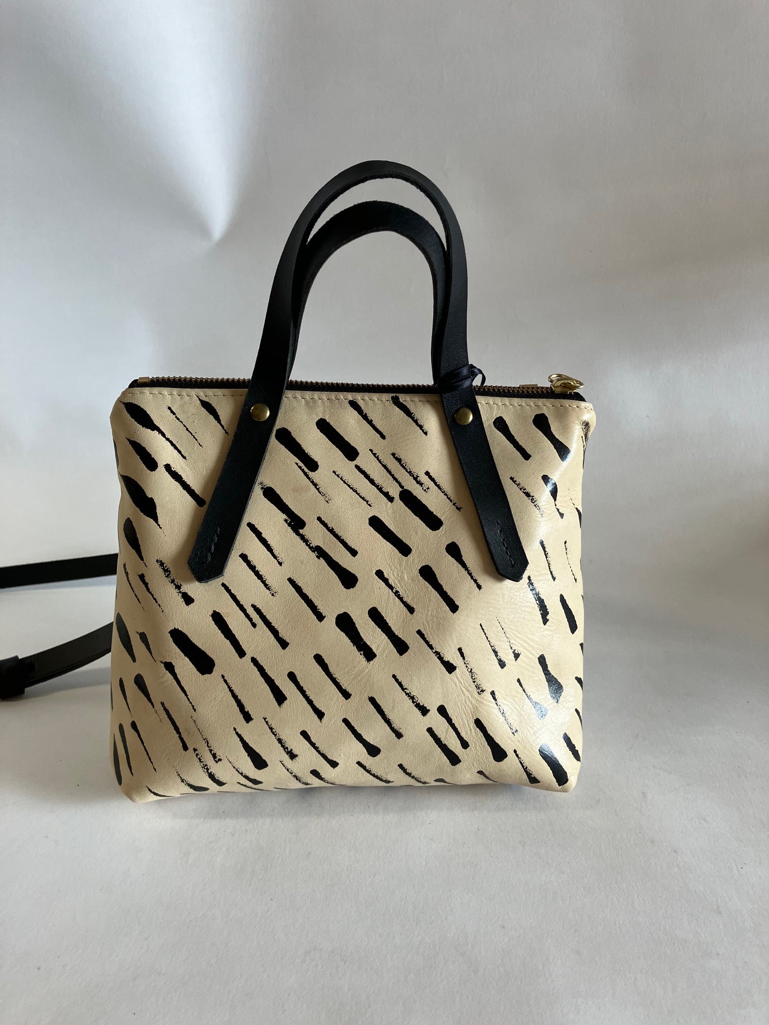 One of a kind piece handpainted Leather handbag with crossbody strap