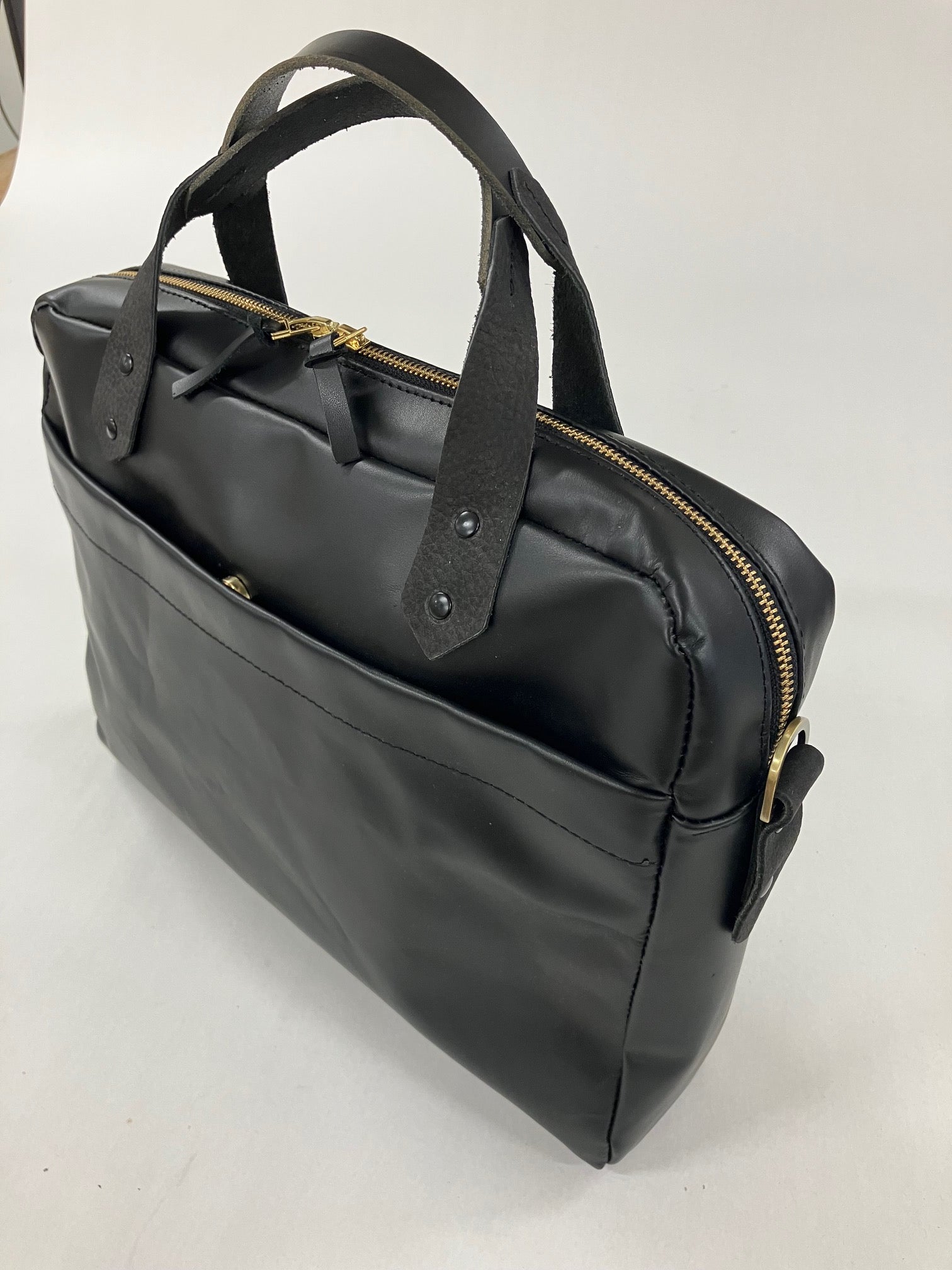 SAMPLE - ONE OF A KIND Leather briefcase, attache case, messenger bag in black leather
