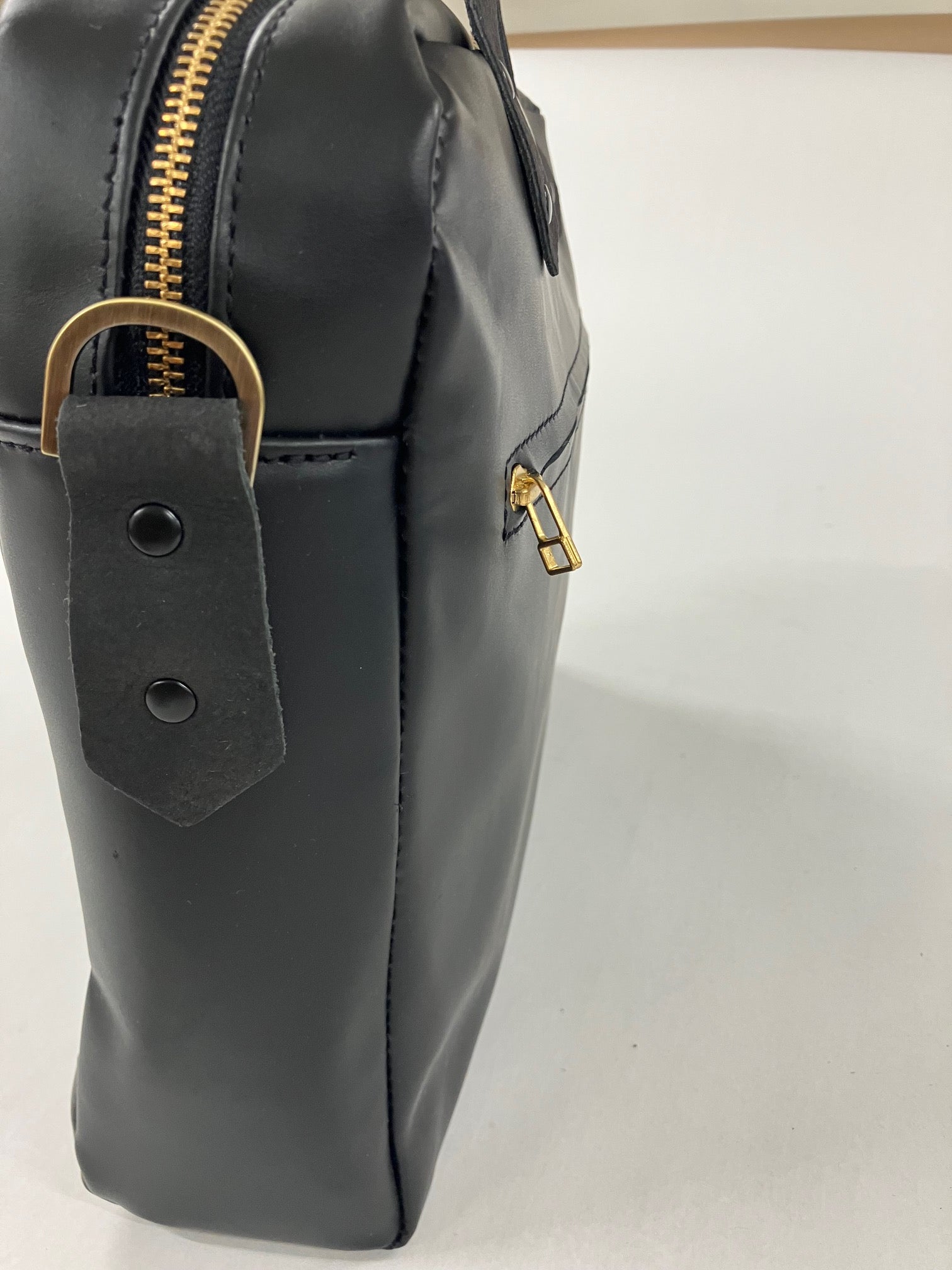 SAMPLE - ONE OF A KIND Leather briefcase, attache case, messenger bag in black leather