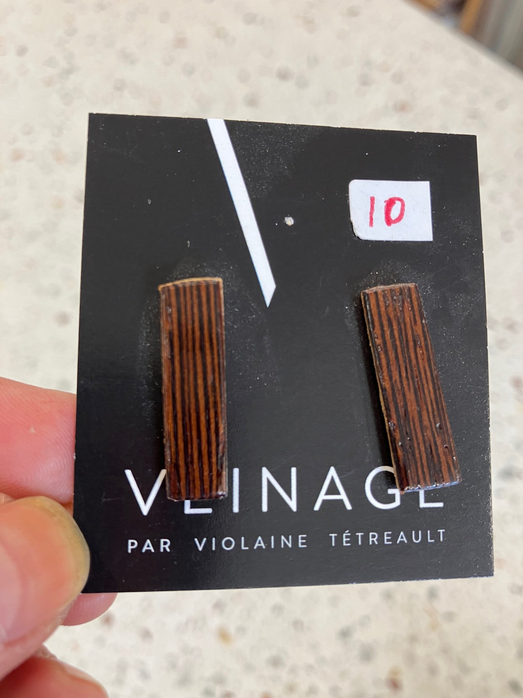 SAMPLE wooden stud earrings handmade in Montreal, Canada with upcycled wood