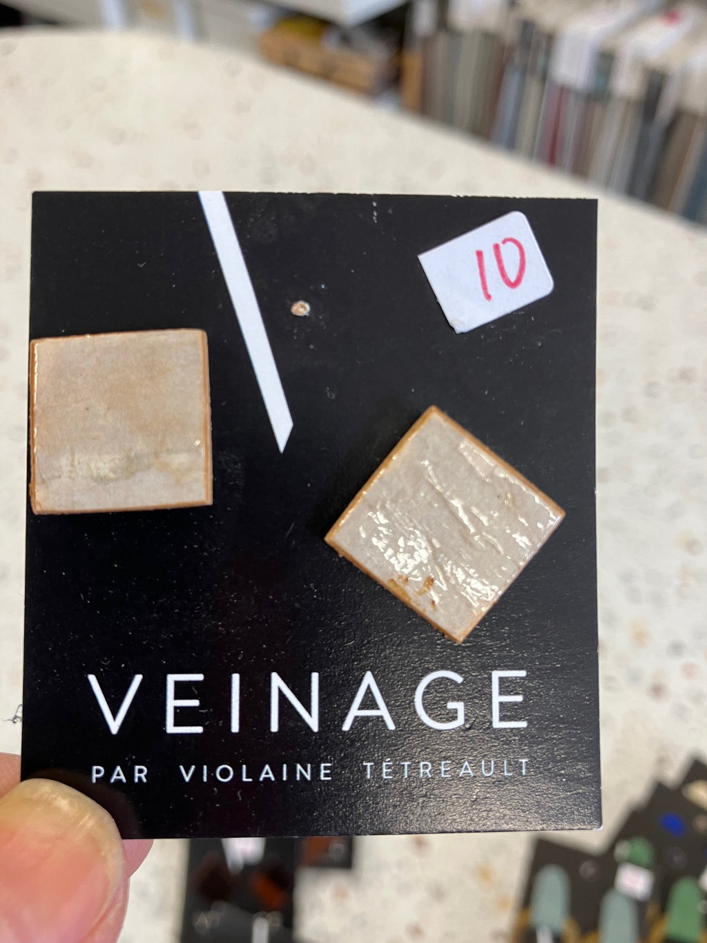 SAMPLE wooden stud earrings handmade in Montreal, Canada with upcycled wood