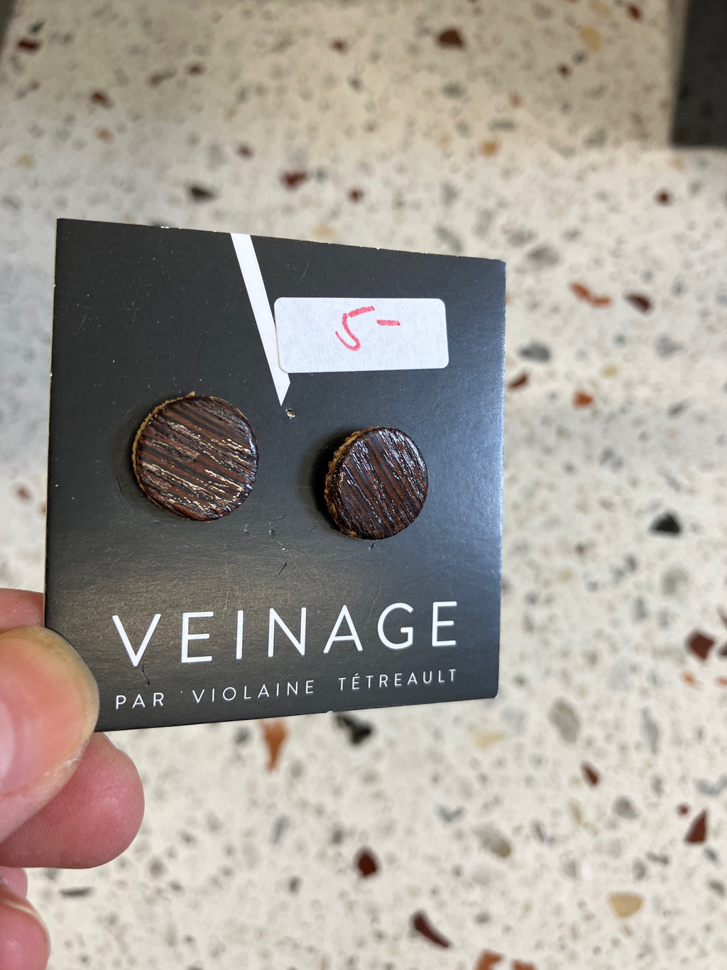 SAMPLE wooden stud earrings handmade in Montreal, Canada with upcycled wood