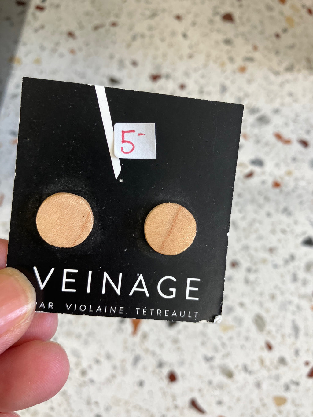 SAMPLE wooden stud earrings handmade in Montreal, Canada with upcycled wood