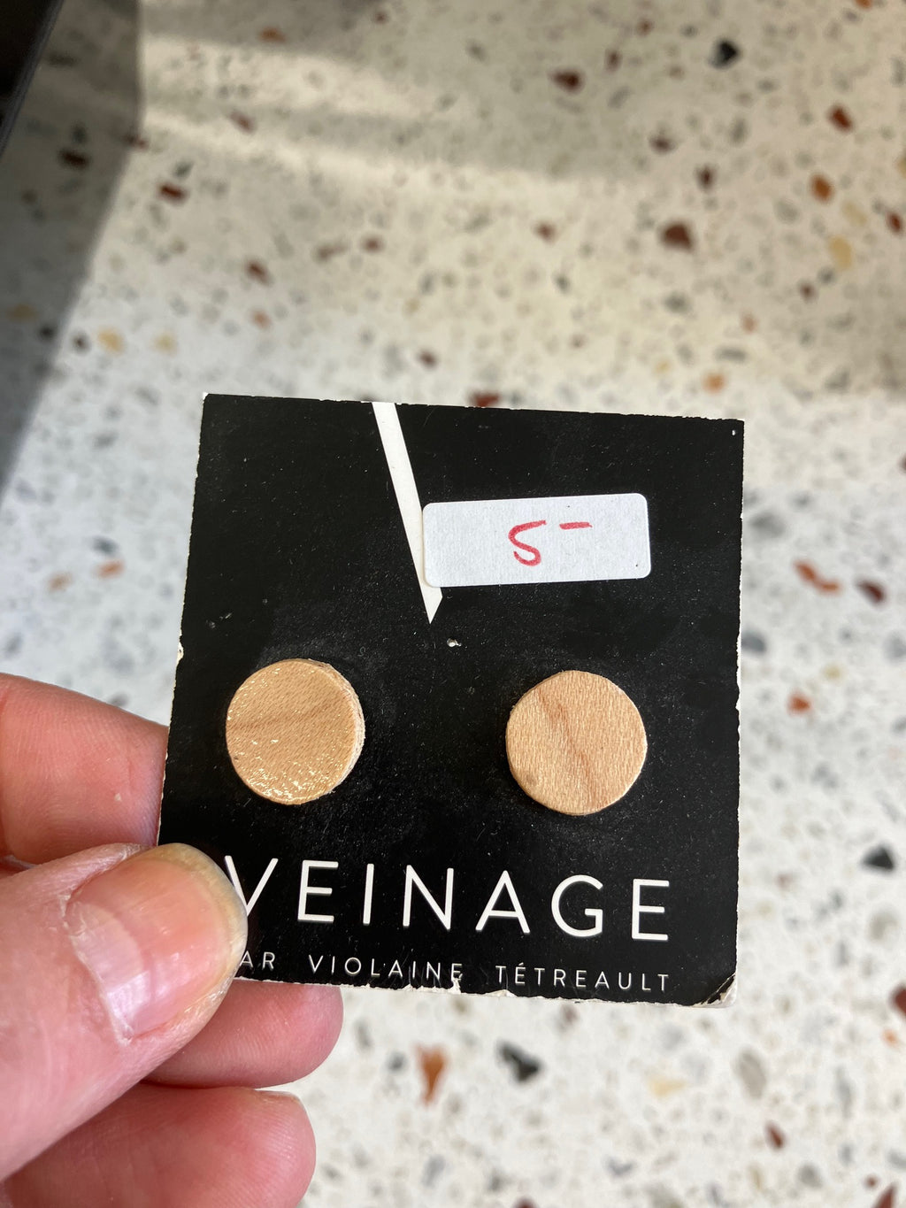 SAMPLE wooden stud earrings handmade in Montreal, Canada with upcycled wood