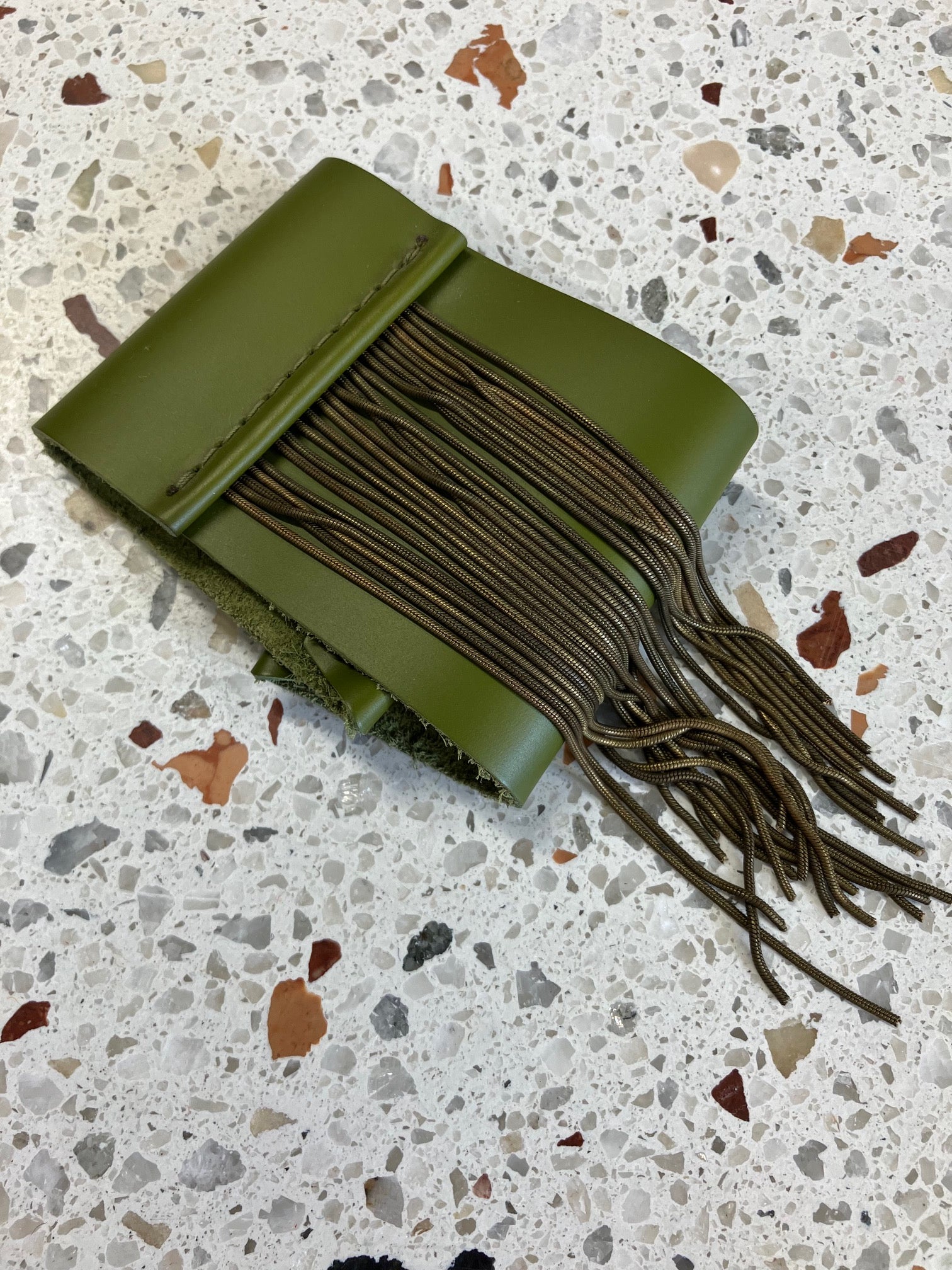 ONE OF A KIND Statement leather fringe bracelet, rock chic chain and leather bracelet