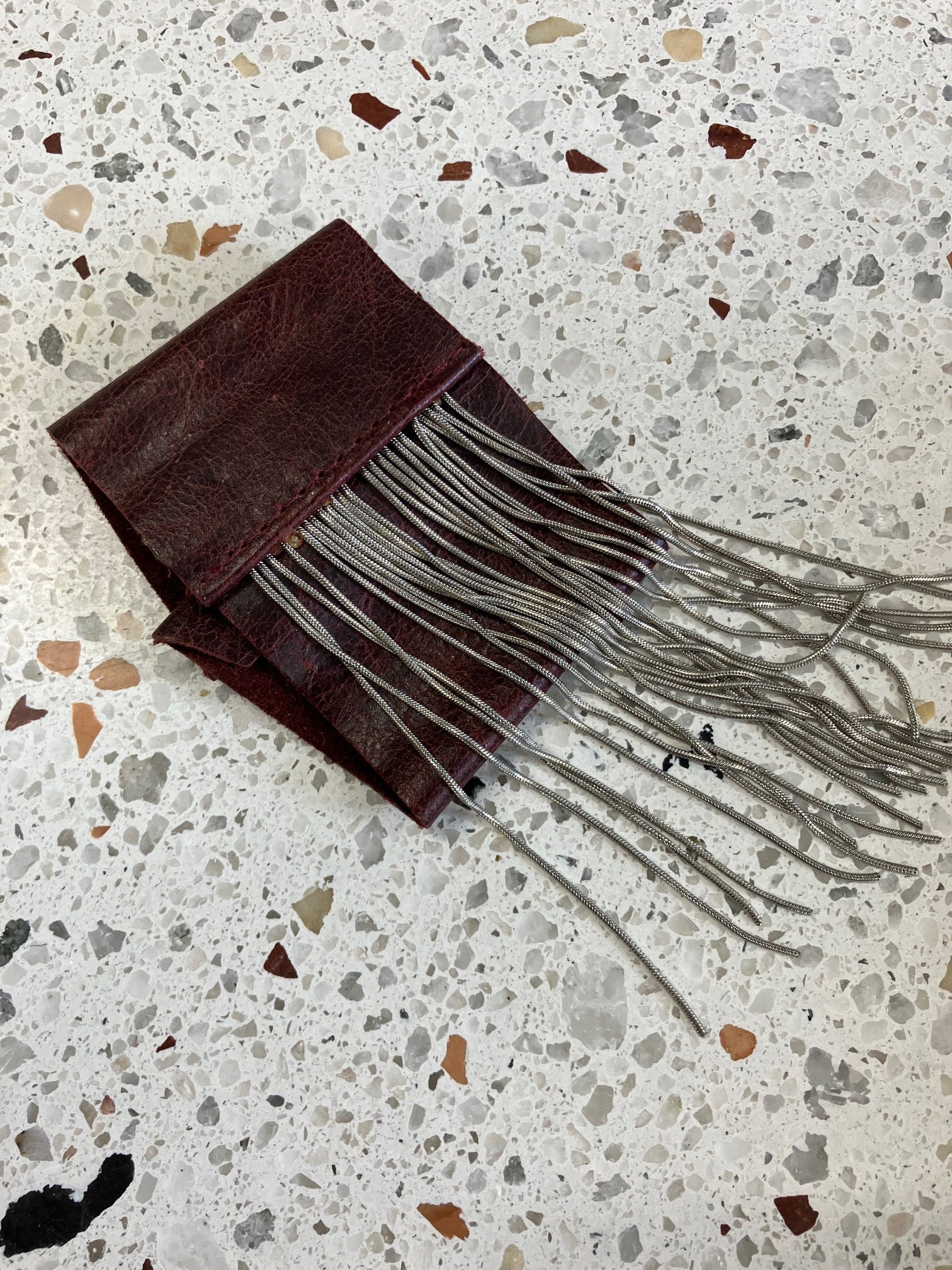 ONE OF A KIND Statement leather fringe bracelet, rock chic chain and leather bracelet