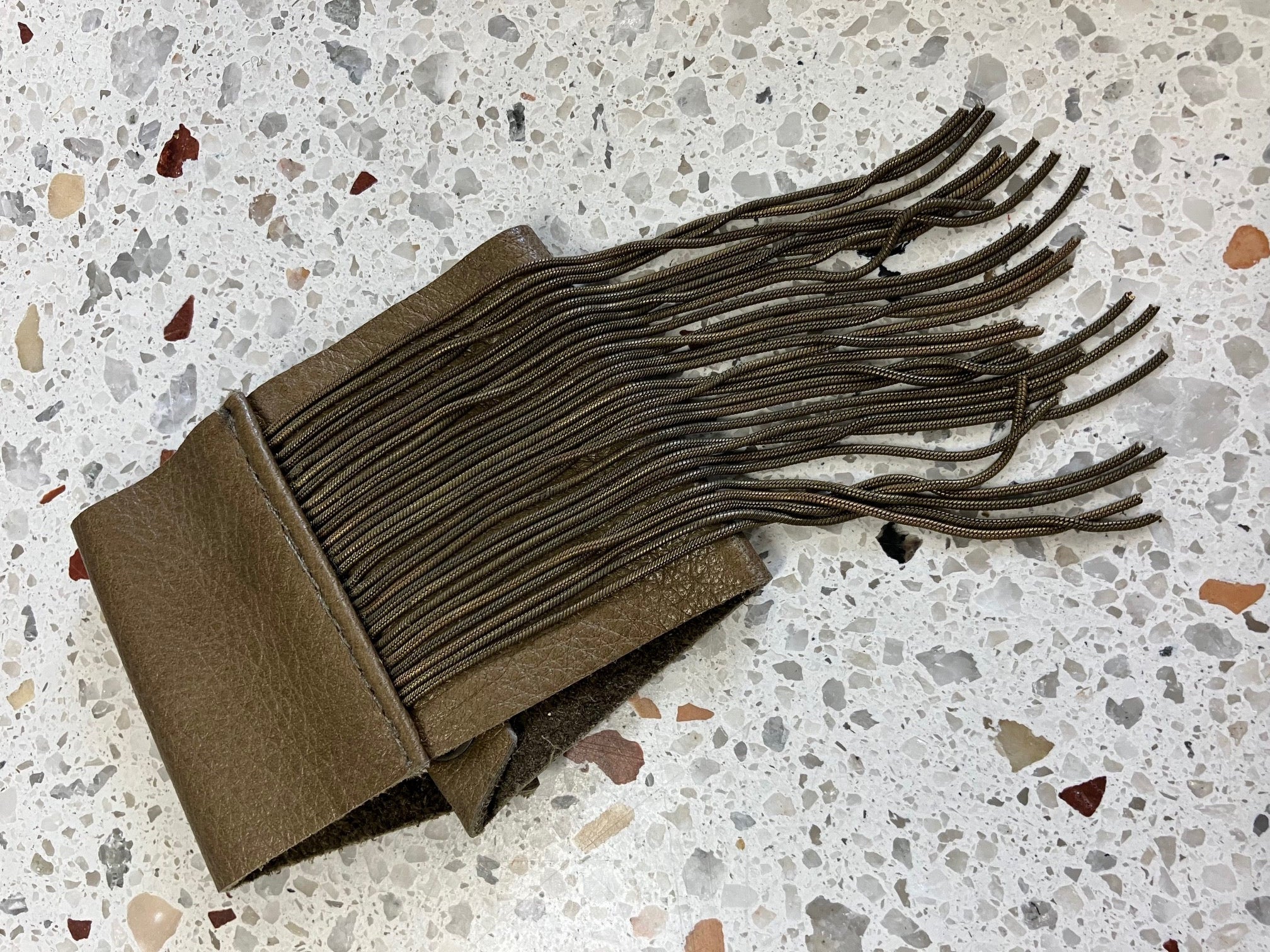 ONE OF A KIND Statement leather fringe bracelet, rock chic chain and leather bracelet