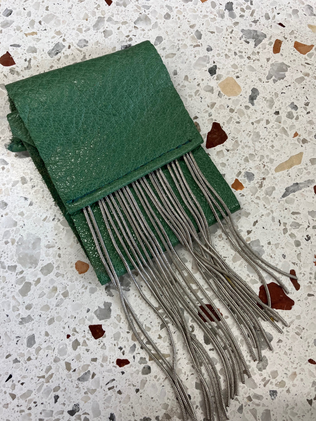 ONE OF A KIND Statement leather fringe bracelet, rock chic chain and leather bracelet