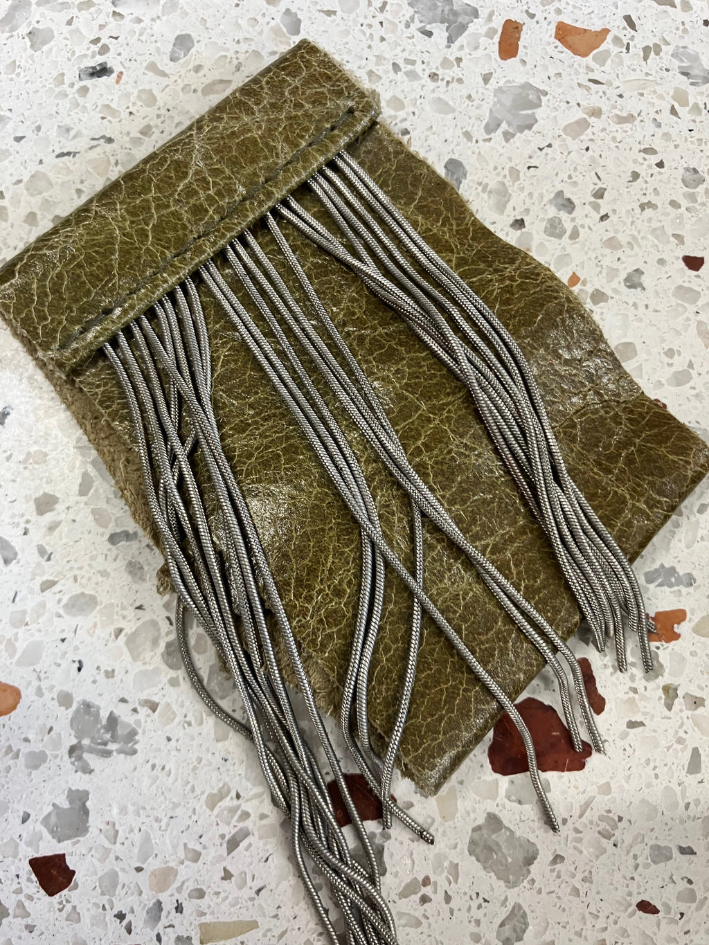 ONE OF A KIND Statement leather fringe bracelet, rock chic chain and leather bracelet