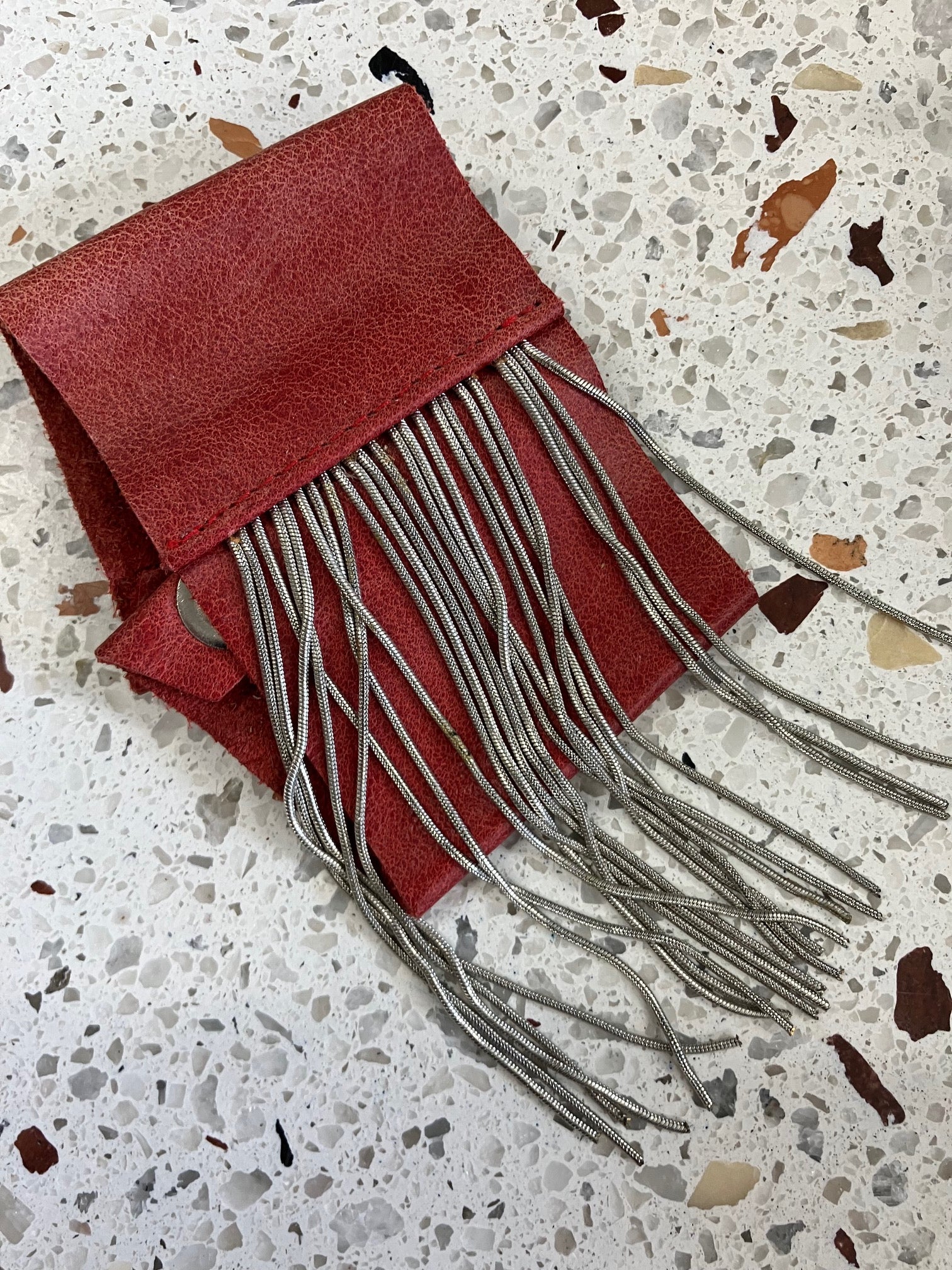 ONE OF A KIND Statement leather fringe bracelet, rock chic chain and leather bracelet