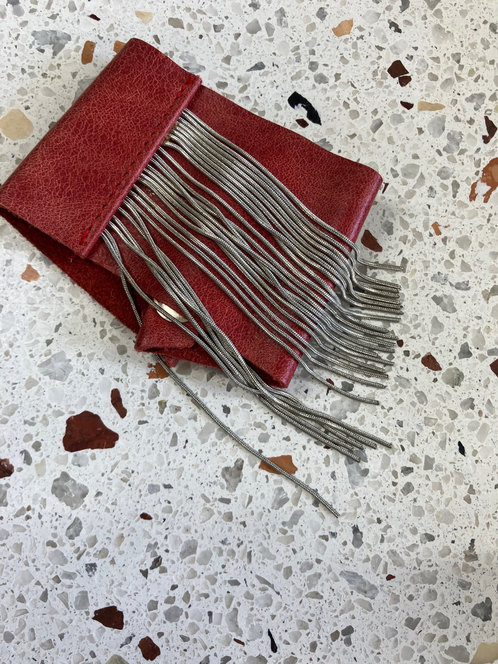 ONE OF A KIND Statement leather fringe bracelet, rock chic chain and leather bracelet