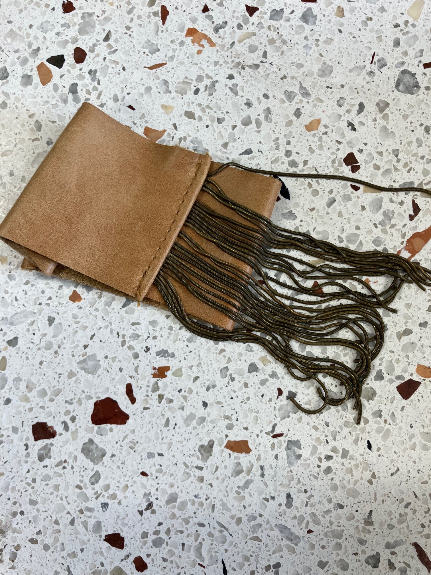 ONE OF A KIND Statement leather fringe bracelet, rock chic chain and leather bracelet