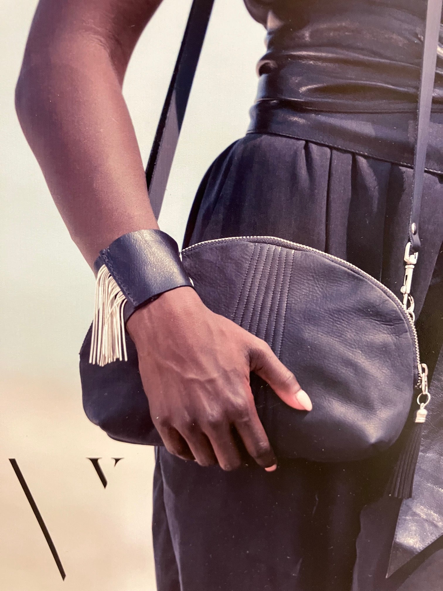 ONE OF A KIND Statement leather fringe bracelet, rock chic chain and leather bracelet