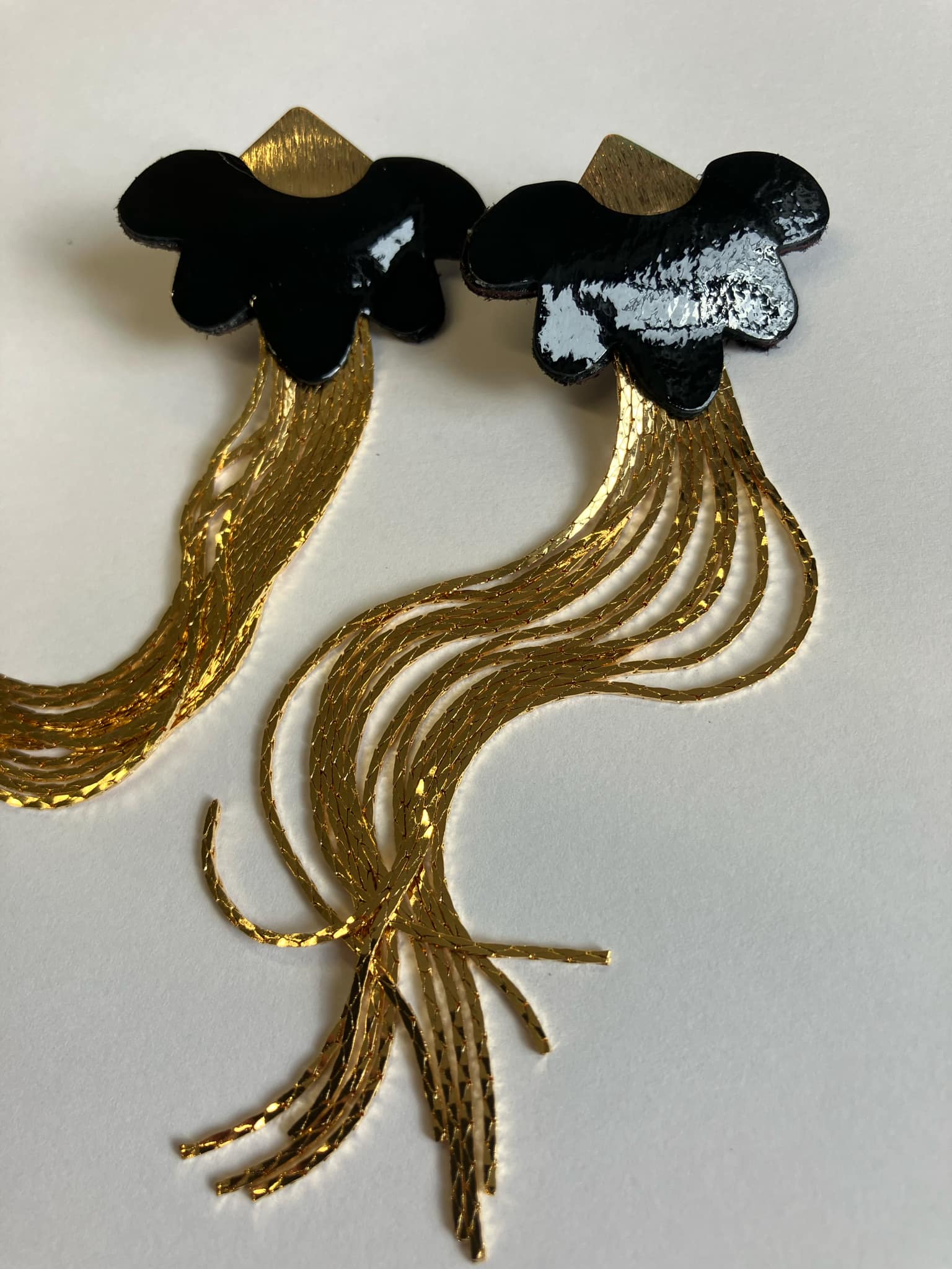 Veinage Light and Elegant Leather Earrings PRALINE Model Handmade in Montreal Canada