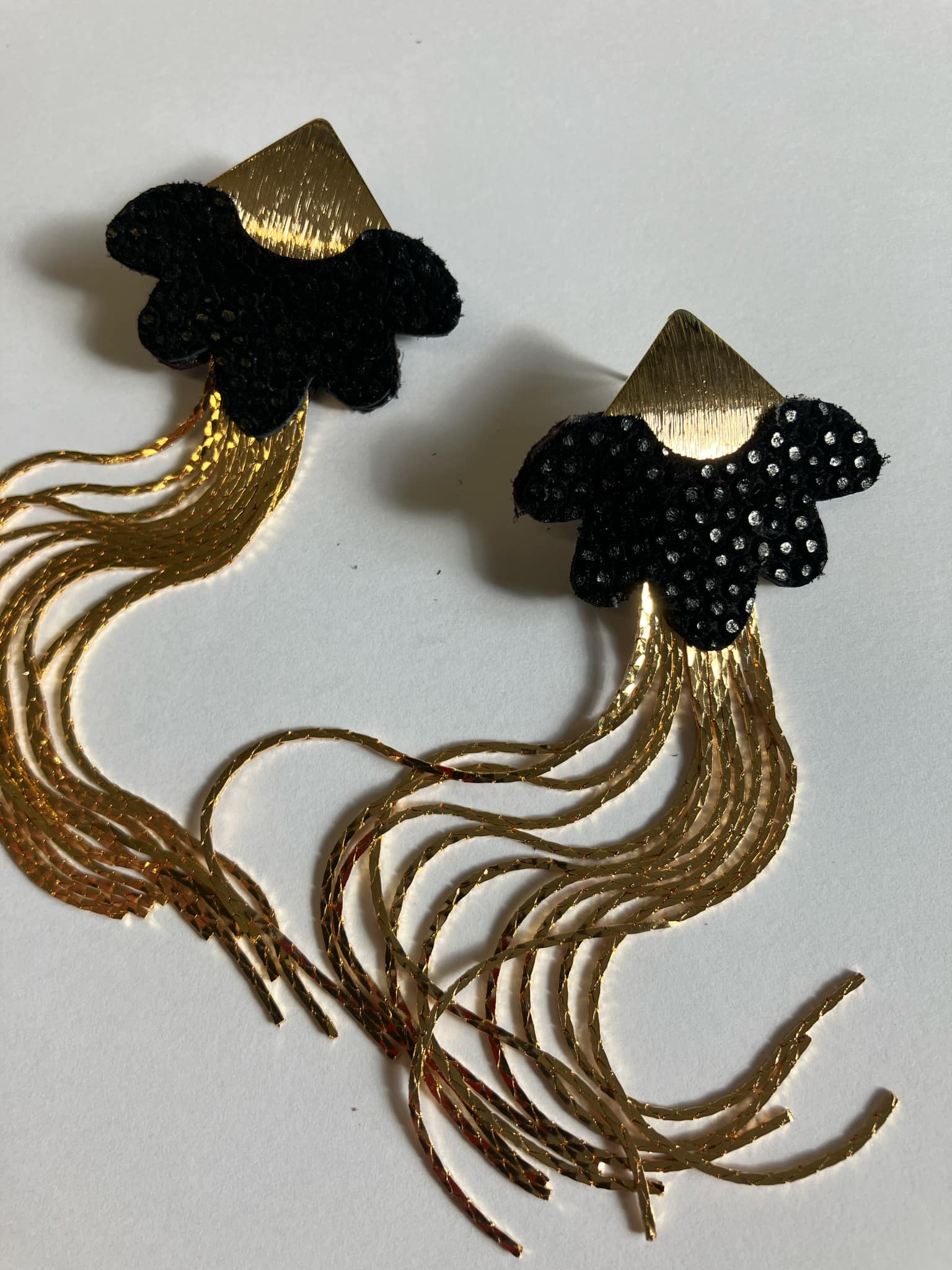 Veinage Light and Elegant Leather Earrings PRALINE Model Handmade in Montreal Canada