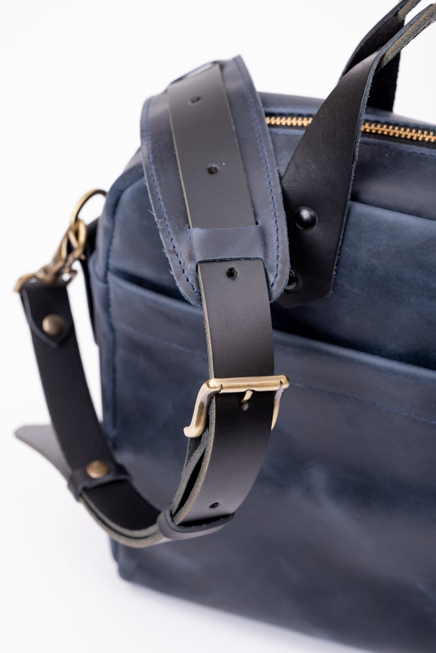 SAMPLE - ONE OF A KIND Leather briefcase, attache case, messenger bag in black leather