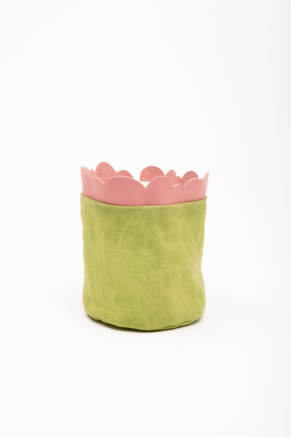 House basket, flowerpot holder, storage bin in waxed canvas CHARLOTTE model