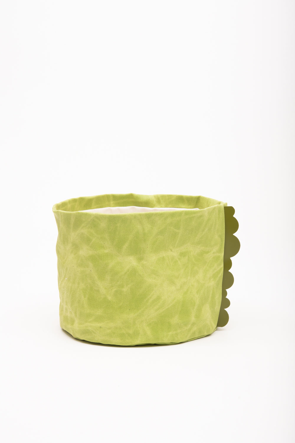 House basket, flowerpot holder, storage bin in waxed canvas CHARLOTTE model