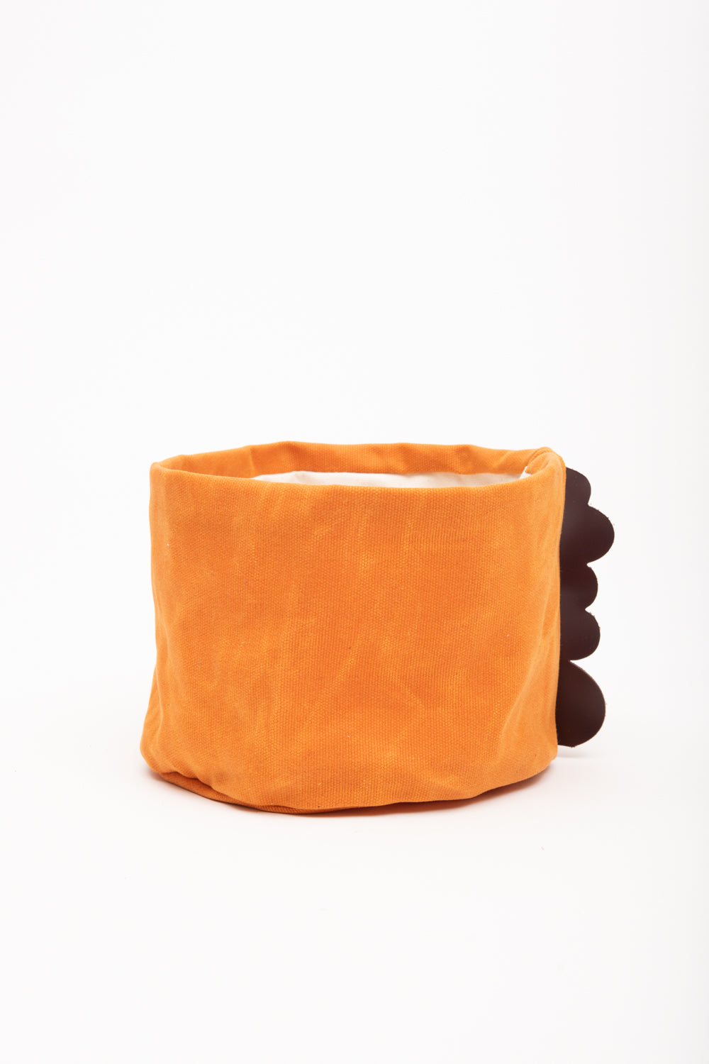 House basket, flowerpot holder, storage bin in waxed canvas CHARLOTTE model