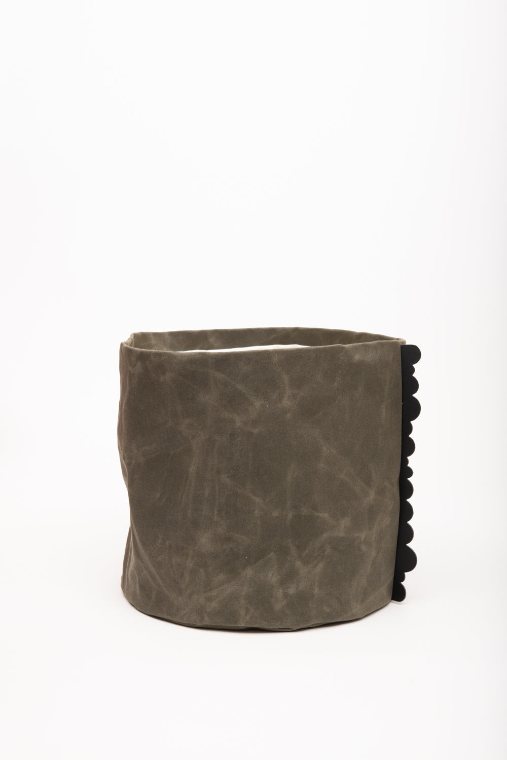 House basket, flowerpot holder, storage bin in waxed canvas CHARLOTTE model