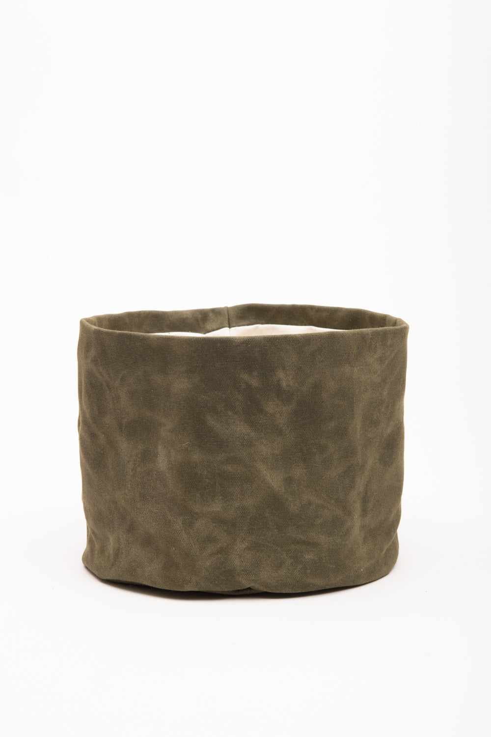 House basket, flowerpot holder, storage bin in waxed canvas CHARLOTTE model