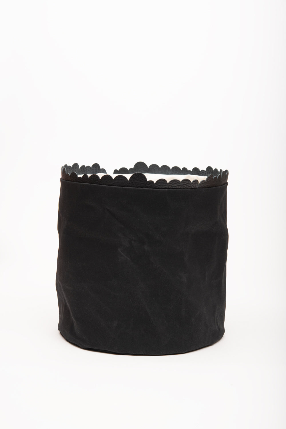 House basket, flowerpot holder, storage bin in waxed canvas CHARLOTTE model