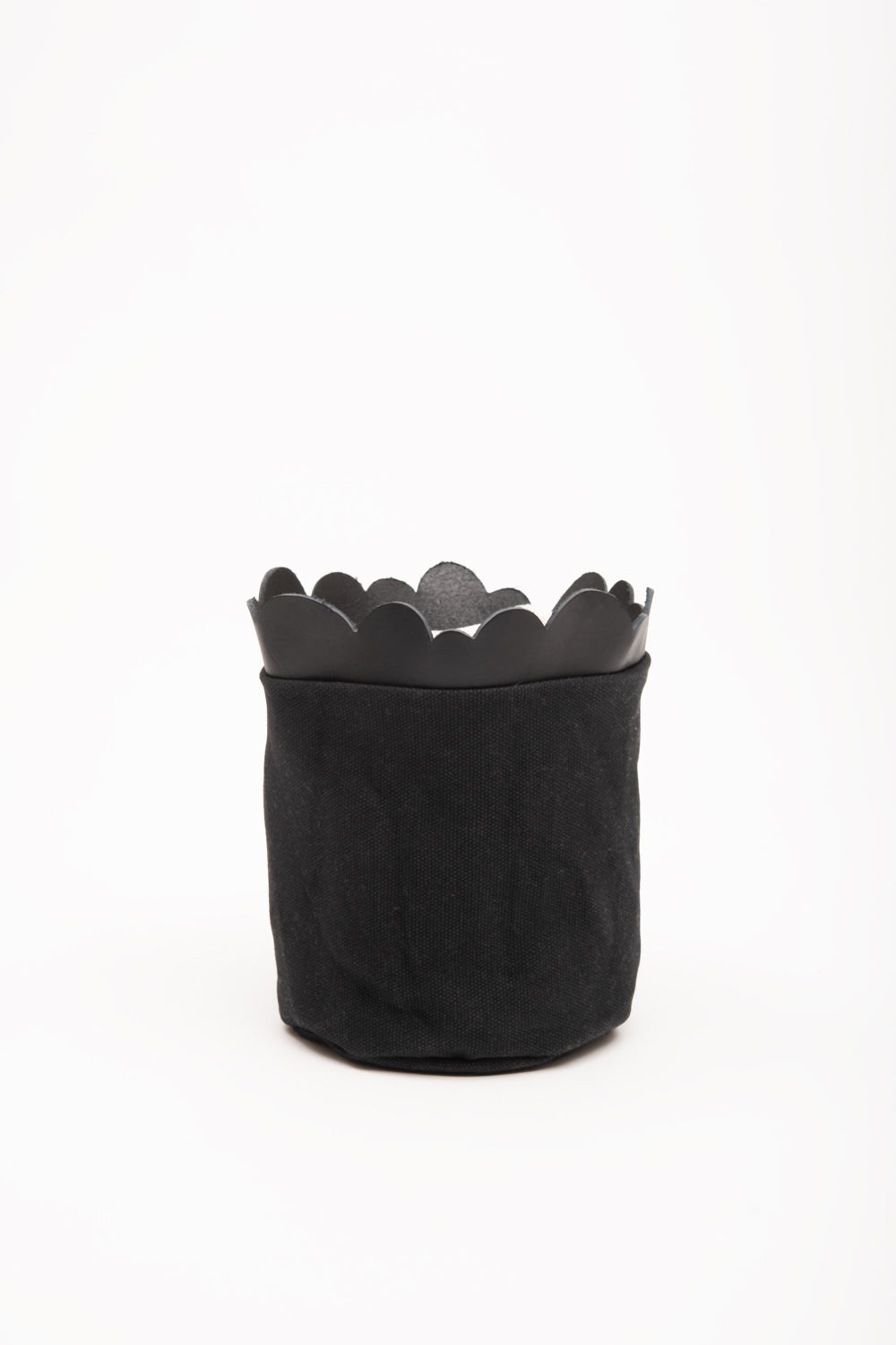 House basket, flowerpot holder, storage bin in waxed canvas CHARLOTTE model