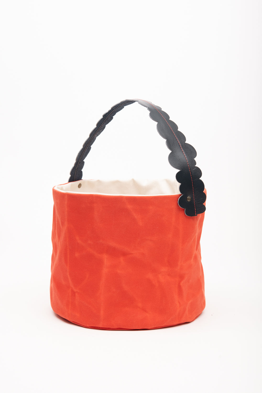 House basket, flowerpot holder, storage bin in waxed canvas CHARLOTTE model