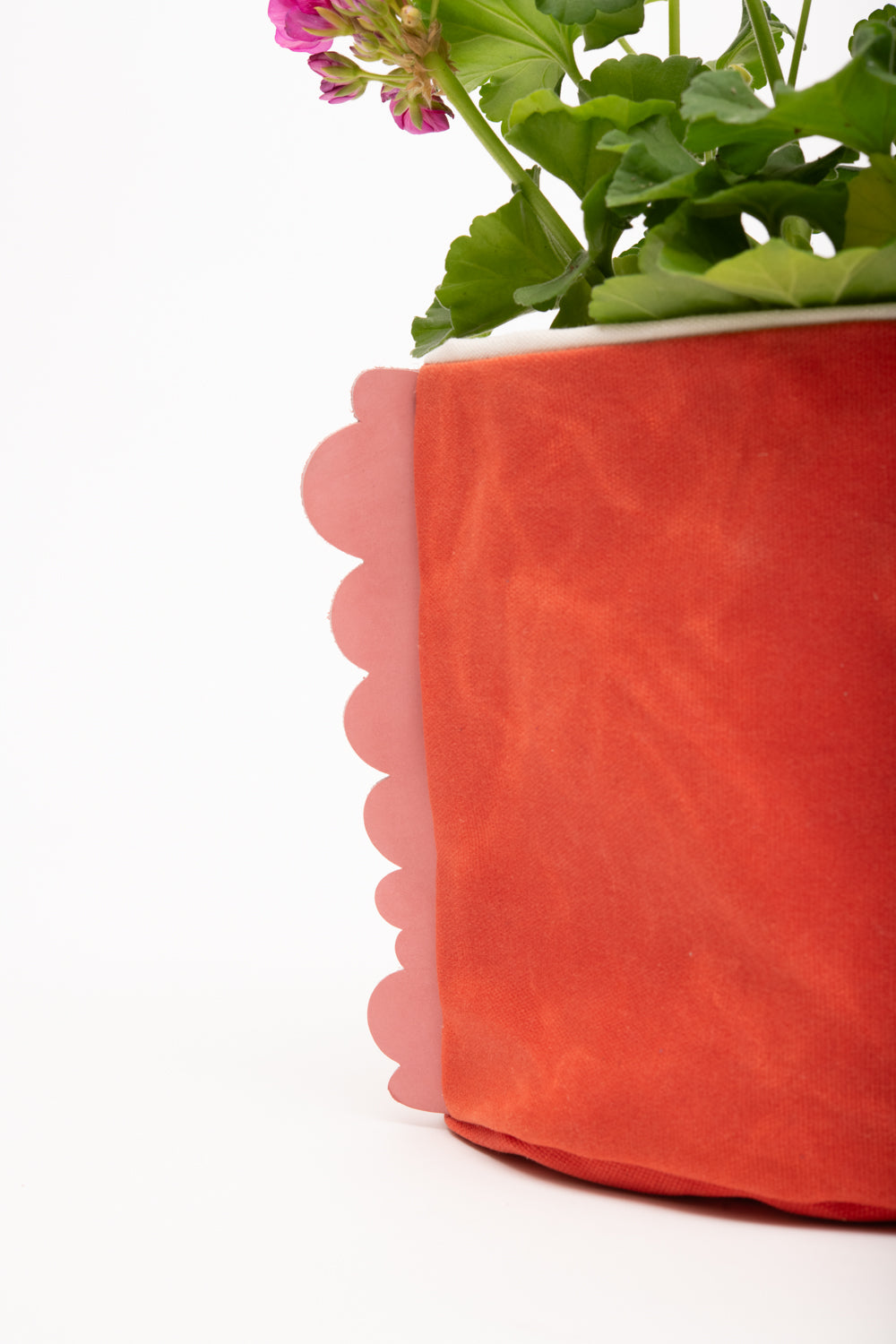 House basket, flowerpot holder, storage bin in waxed canvas CHARLOTTE model