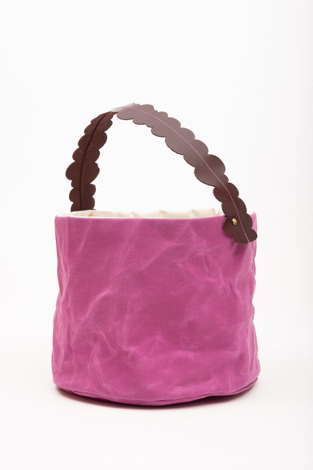 House basket, flowerpot holder, storage bin in waxed canvas CHARLOTTE model