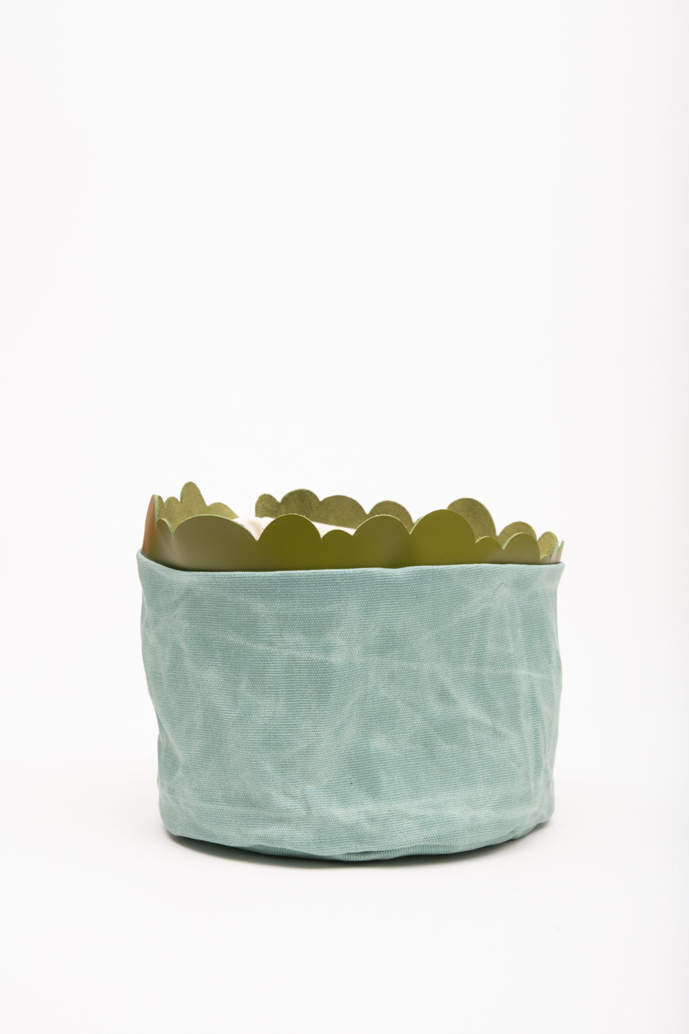 House basket, flowerpot holder, storage bin in waxed canvas CHARLOTTE model