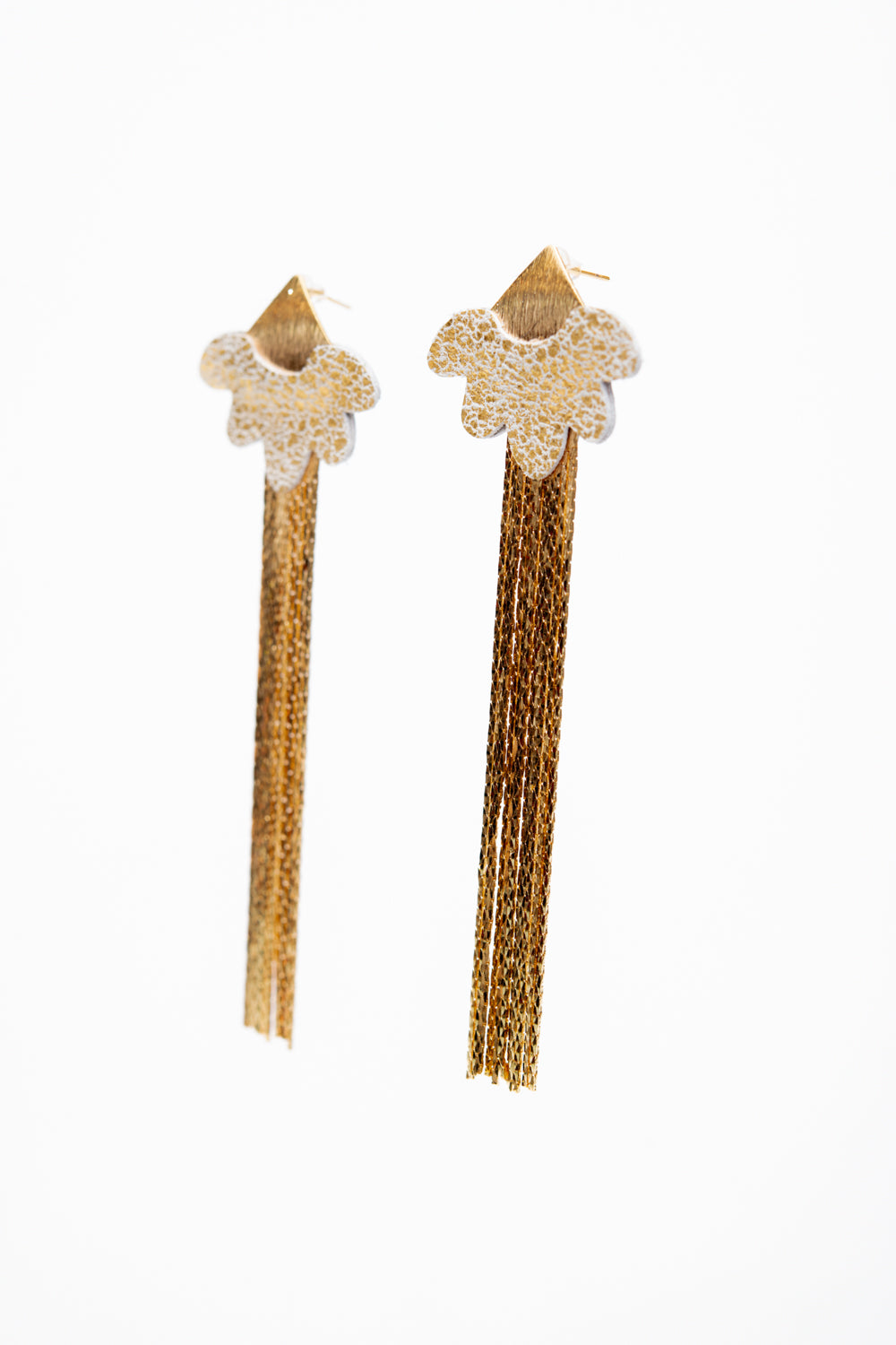 Veinage Light and Elegant Leather Earrings PRALINE Model Handmade in Montreal Canada