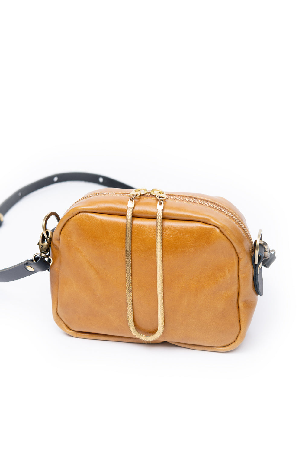 Leather crossbody bag and brass charm CARTIER model