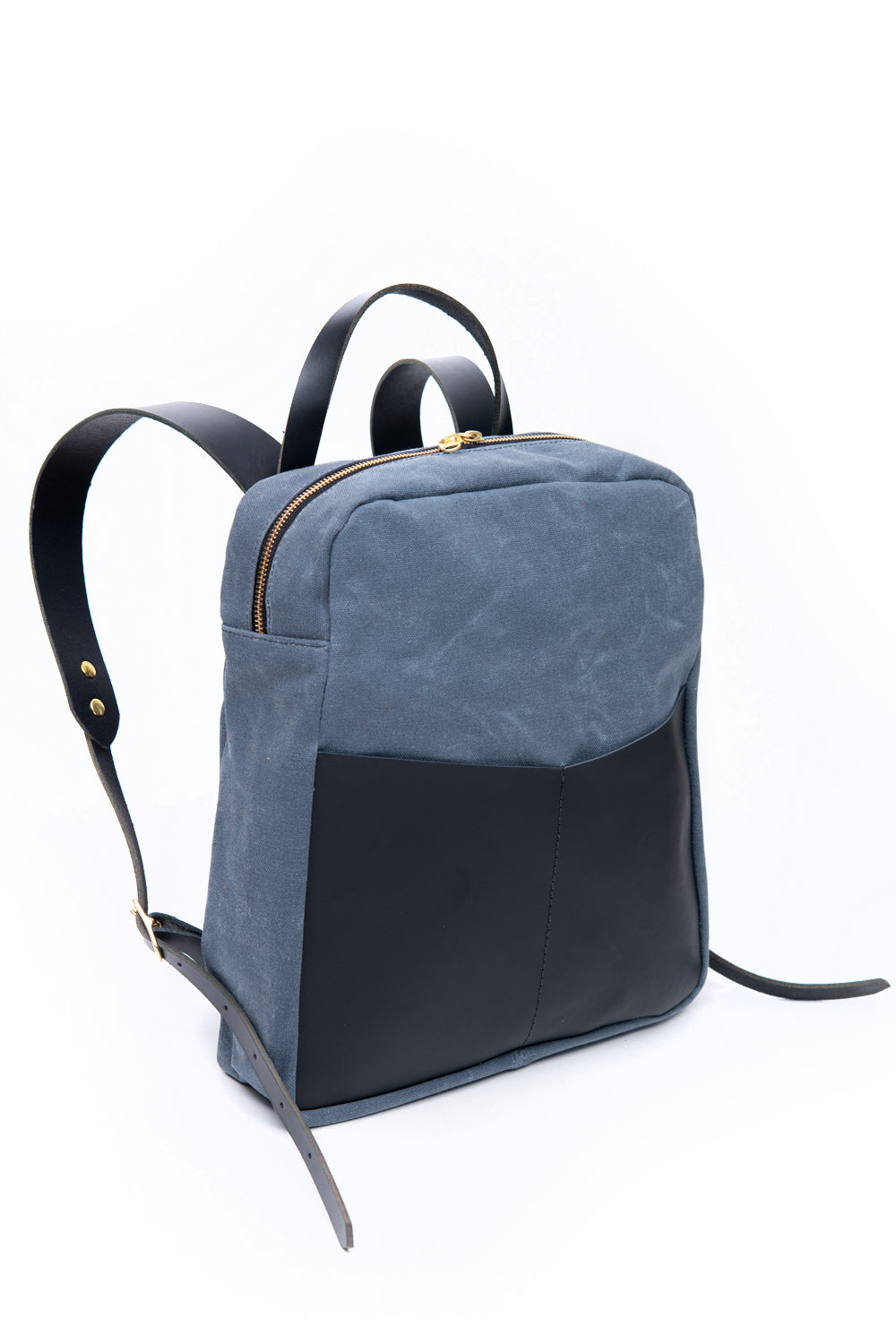 Leather and waxed coton backpack GILFORD model