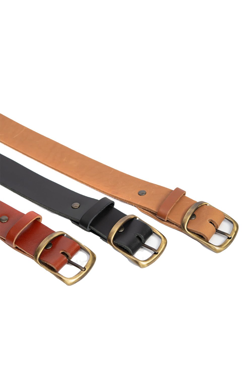 Leather belt with solid brass buckle by VEINAGE