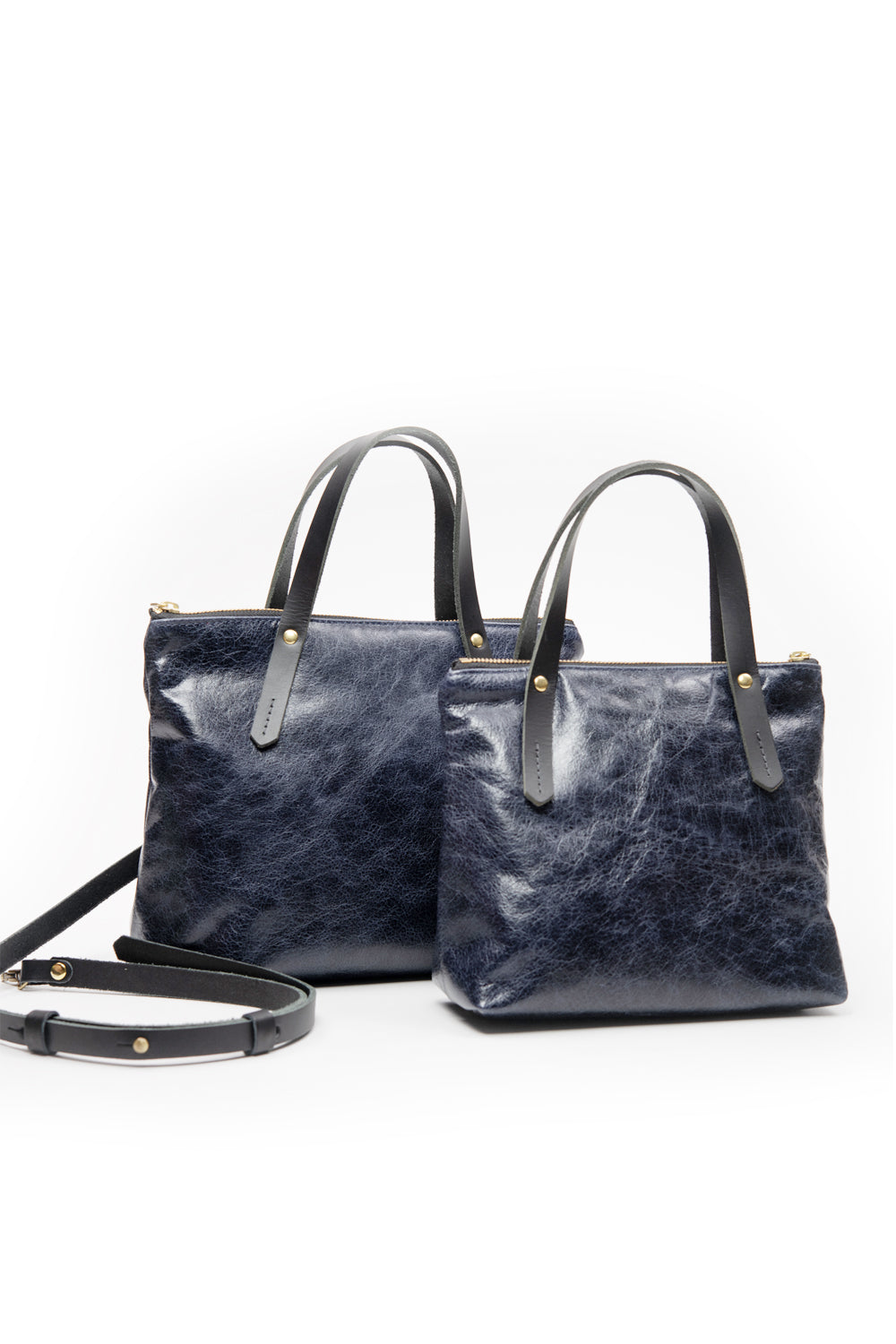 Leather handbag with crossbody strap PAPINEAU model