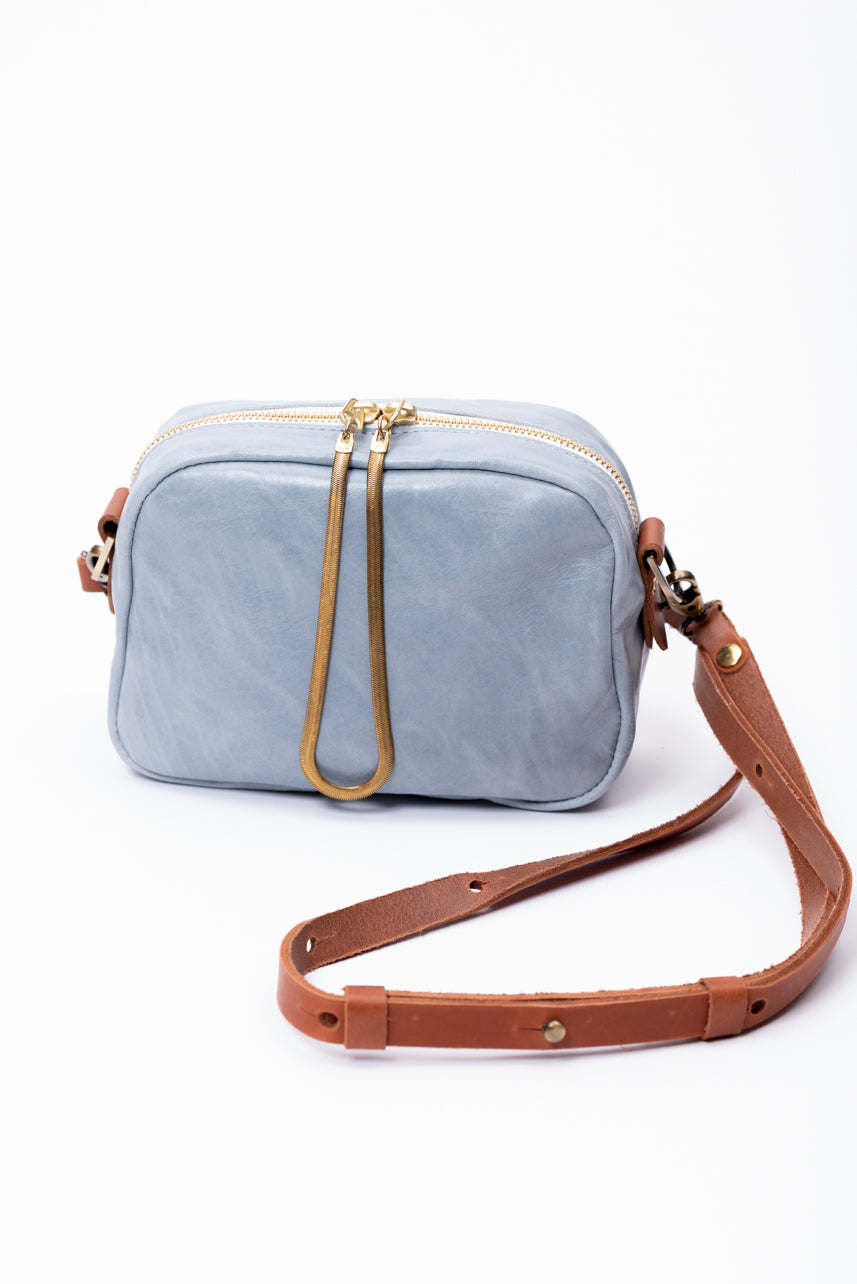 Veinage Leather crossbody bag and brass charm CARTIER model, handmade in Montreal Canada