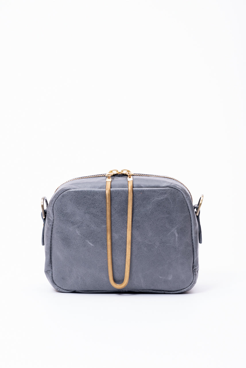 Veinage Leather crossbody bag and brass charm CARTIER model, handmade in Montreal Canada