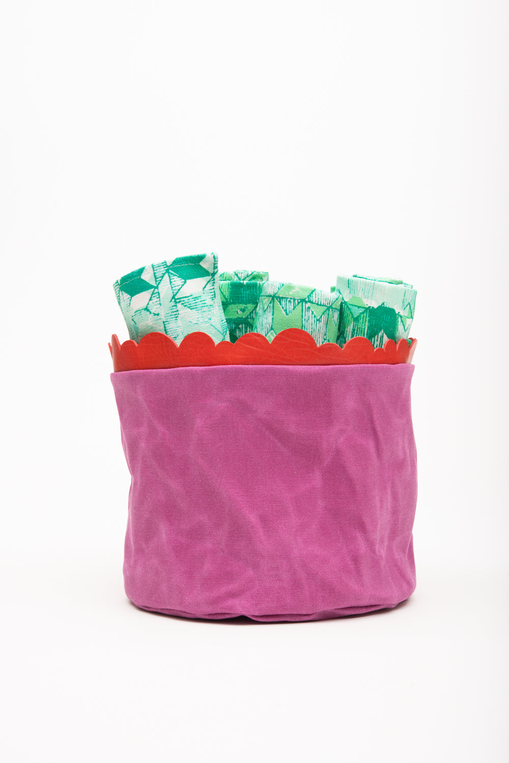 House basket, flowerpot holder, storage bin in waxed canvas CHARLOTTE model