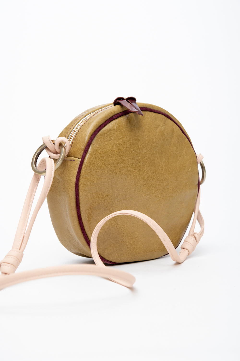 Veinage Round-Shaped Shoulder Handbag MACARON Model Made in Montreal Canada