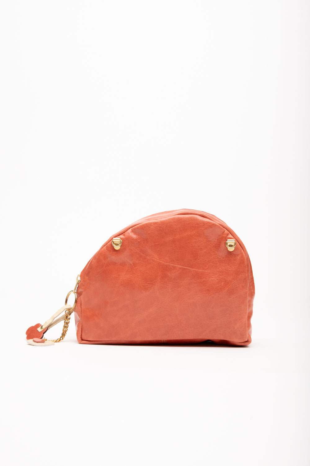 Veinage Leather Shoulder Bag with Charm MERINGUE model