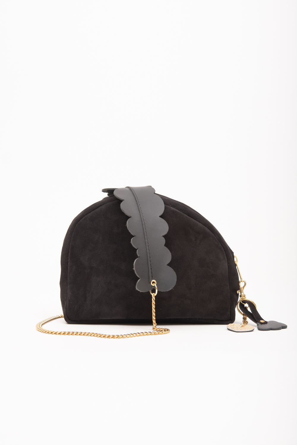 Veinage Leather Shoulder Bag with Charm MERINGUE model