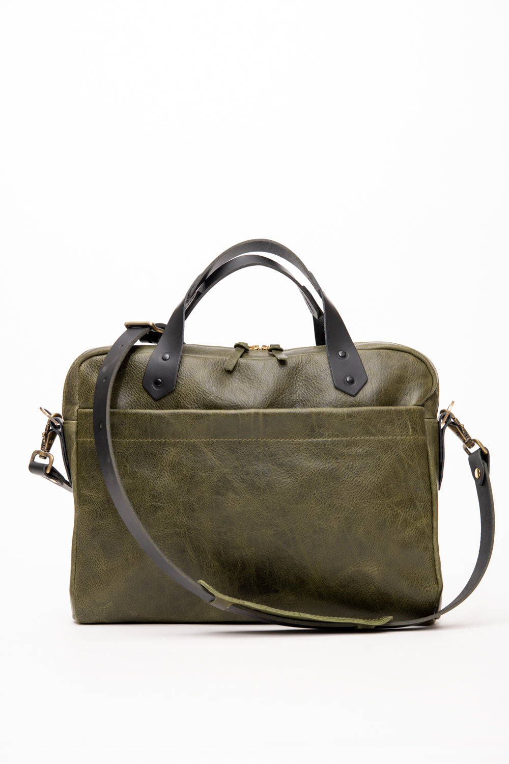 Leather briefcase, attache case OPUS model handmade by VEINAGE in Montreal