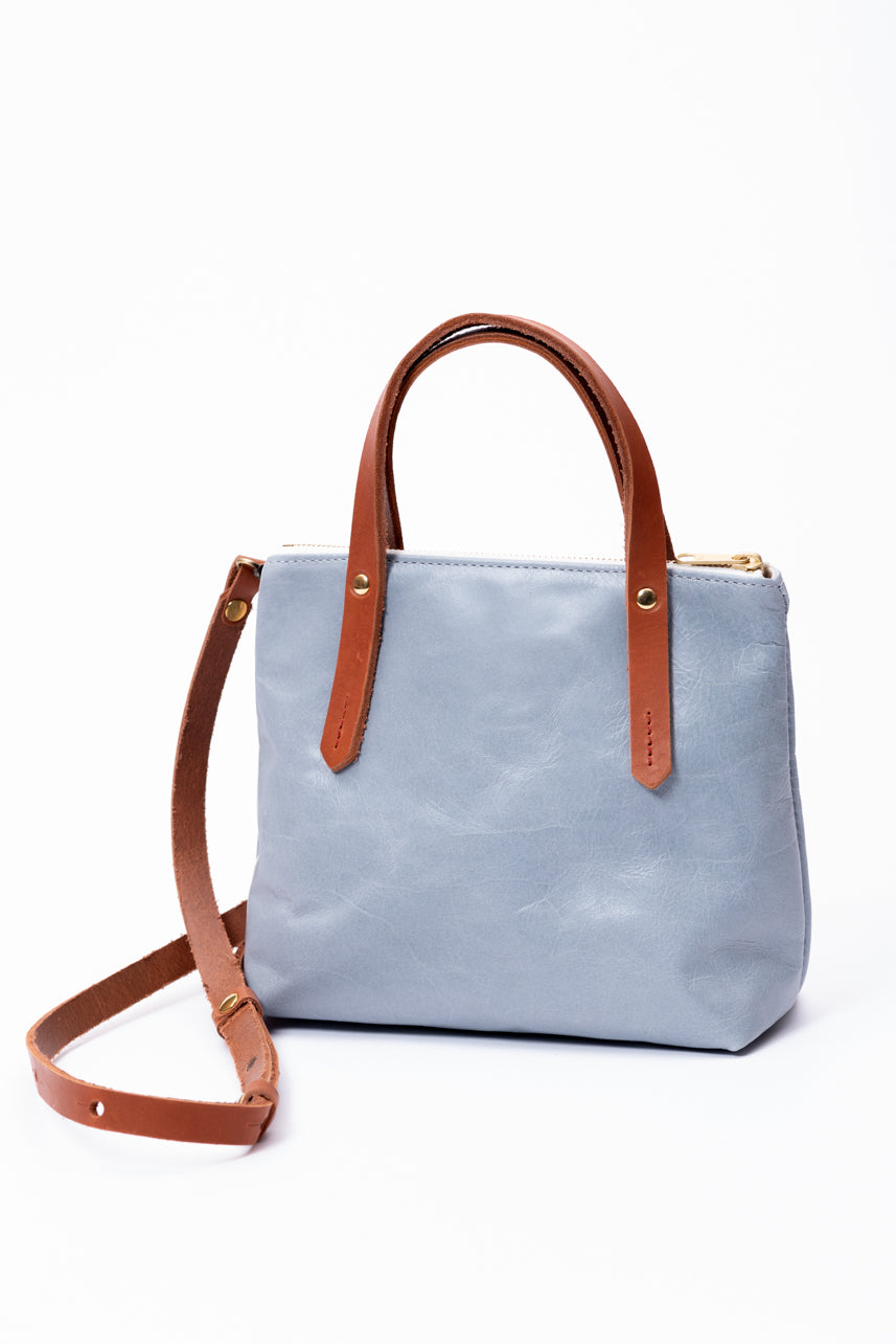 Leather handbag with crossbody strap PAPINEAU model