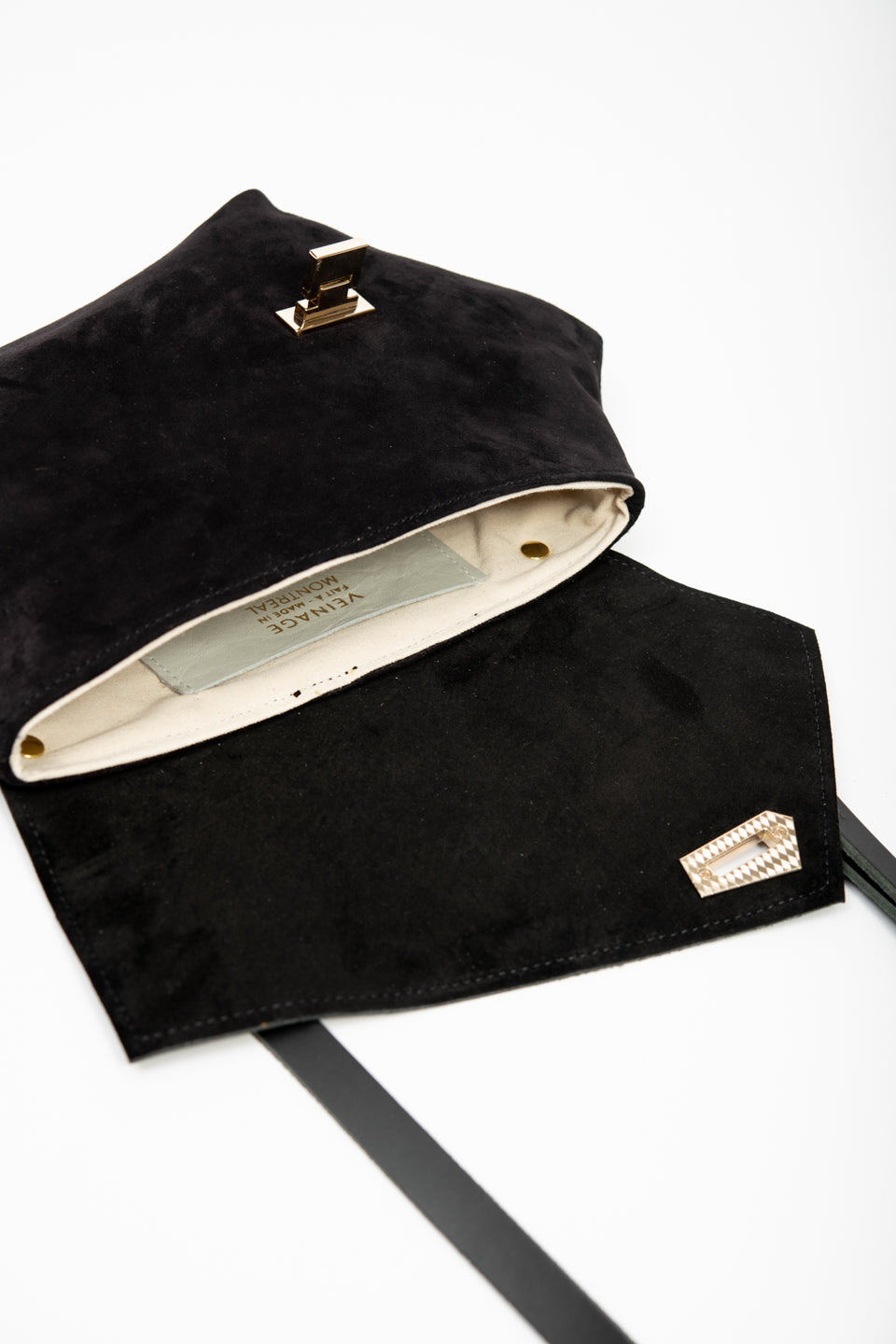 Five-sided polygon handbag PENTAGONO model from the Variable Geometry collection, handmade in Montreal, Canada