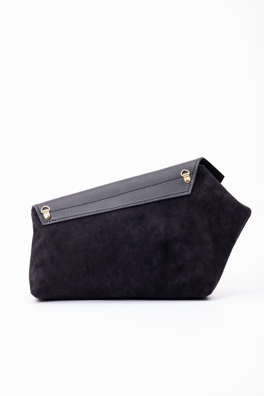 Five-sided polygon handbag PENTAGONO model from the Variable Geometry collection, handmade in Montreal, Canada