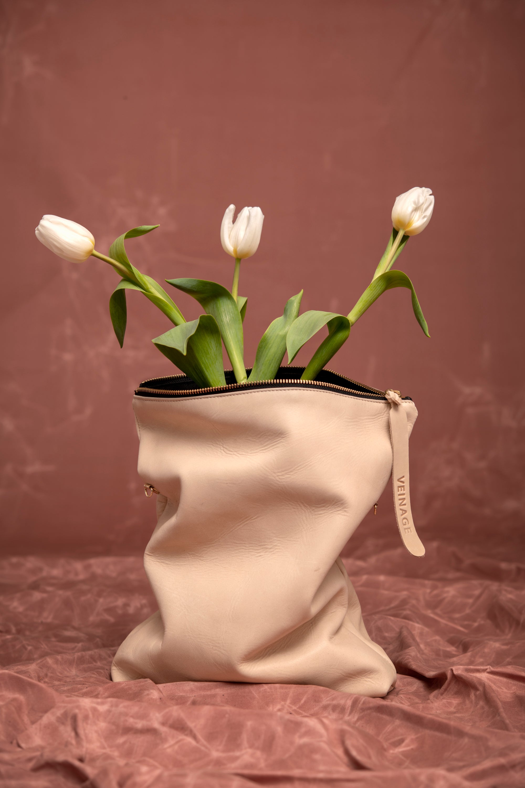 Leather clutch bag with crossbody strap BORDEAUX made to order by Veinage, handmade in Montreal Canada