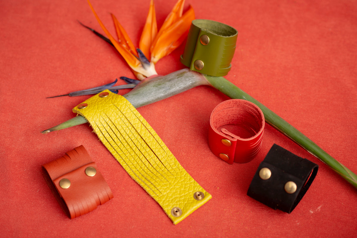 Veinage Fringe leather bracelet HOLT made to order, handmade in Montreal, Canada