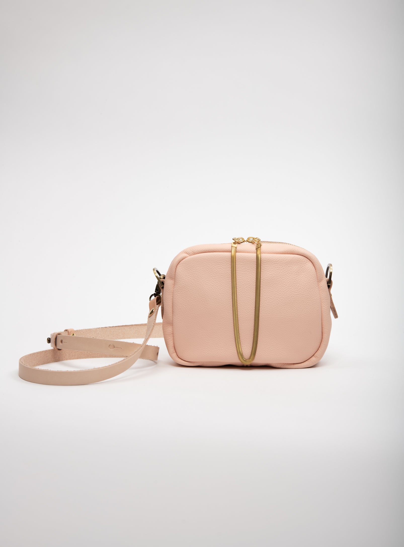 Veinage Leather crossbody bag and brass charm CARTIER model, handmade in Montreal Canada