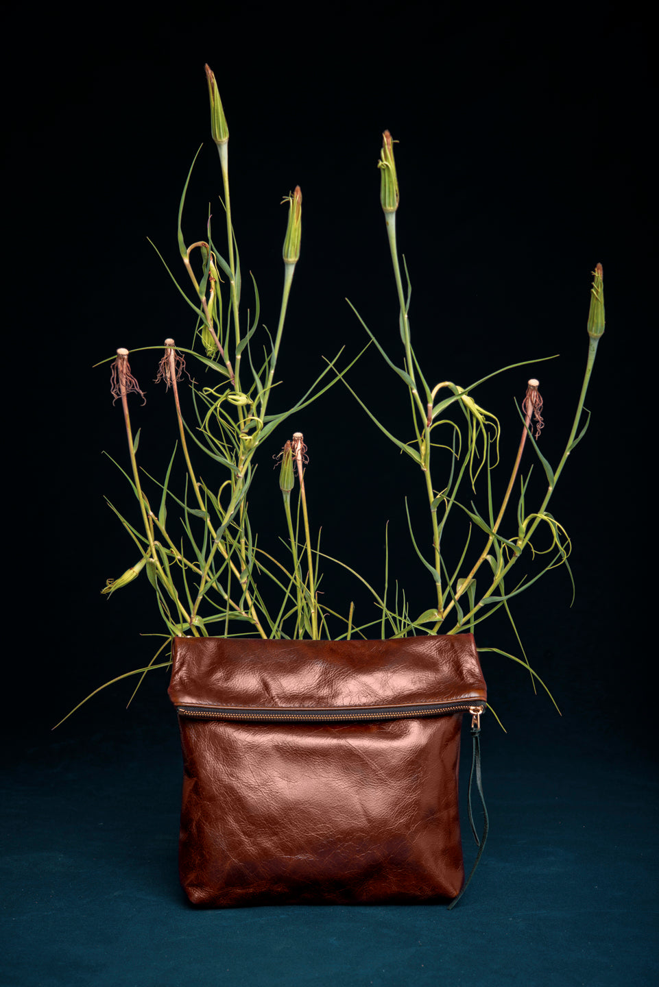 Leather clutch bag with crossbody strap BORDEAUX made to order by Veinage, handmade in Montreal Canada